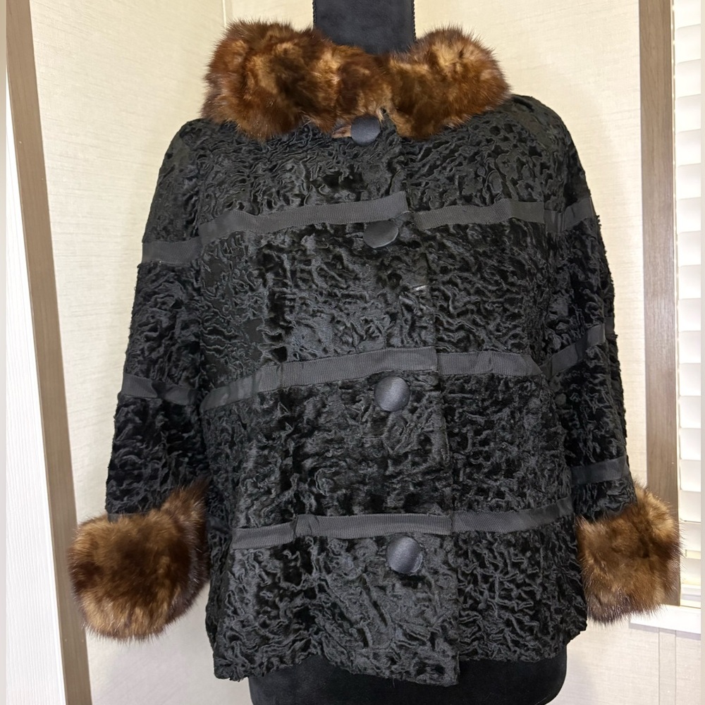 Vintage Hansen and Son Black Fur-Trimmed Jacket